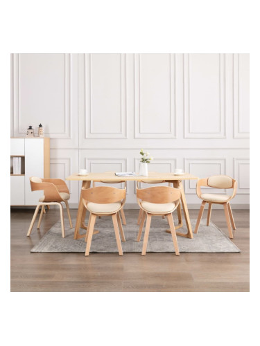 Sonata H Трапезни столове, 6 бр, извито дърво и изкуствена кожа