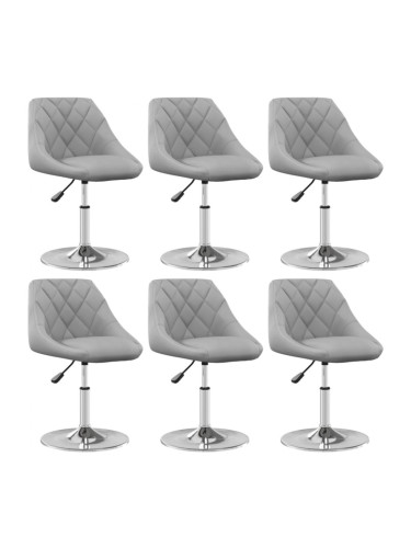 Sonata H Въртящи се трапезни столове, 6 бр, светлосиви, кадифе