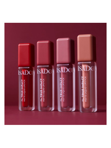 Високопокривно матиращо течно червило с интензивен цвят IsaDora The True Impact Matte Liquid Lipstick
