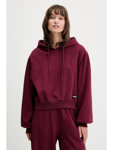 Памучен суичър Rotate в бордо с качулка с изчистен дизайн 1143872734