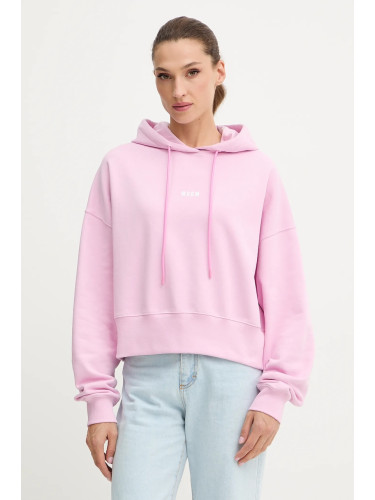 Памучен суичър MSGM в розово с качулка с изчистен дизайн 3941MDM509.257799