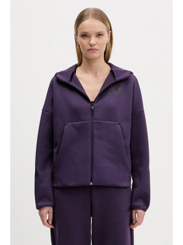 Суичър adidas adidas x Z.N.E в лилаво с качулка с принт KC4569