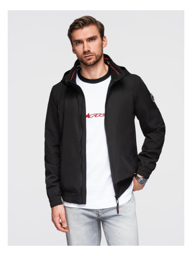 Ombre Men's jacket with hood and high collar - black