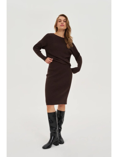 Кафява миди пола тип „калъф“ Марис