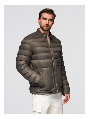 Ombre Classic quilted men's jacket with stand-up collar - olive