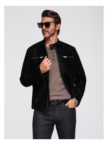 Ombre Stylish men's eco leather biker jacket with collar