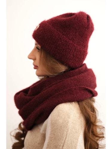 Kesi Ladies' set with a hat and a scarf made of soft knit burgundy