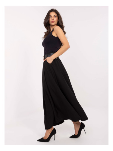 Черна макси пола с колан