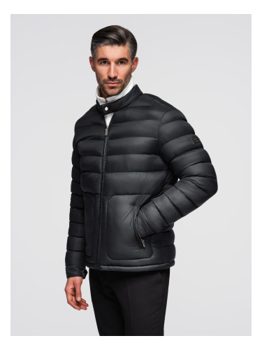 Ombre Men's quilted classic jacket with stand-up collar - black