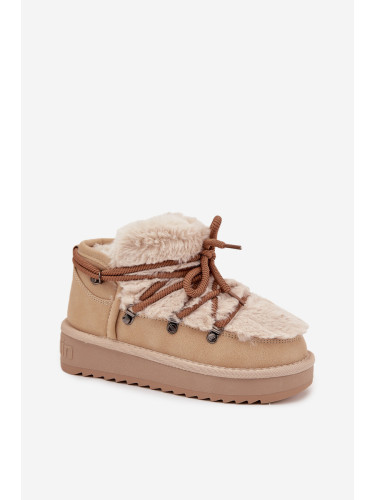 Ниски Снежни Боти На Платформа С Козина D.Franklin Бежови