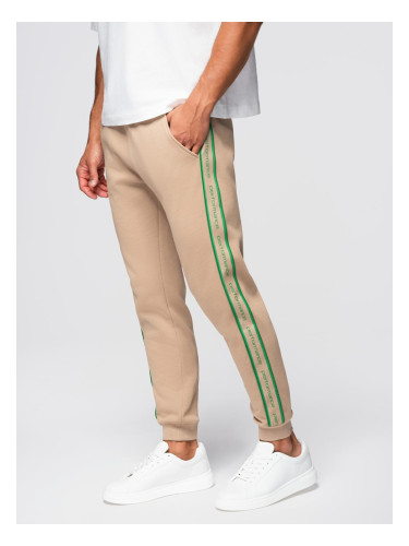 Ombre Men's sports jogger pants with stripes - brown