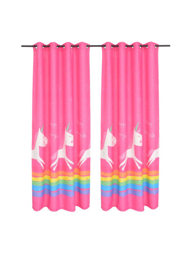 Sonata Детски пердета с принтове затъмняващи, 2 бр, 140x240 см, розови