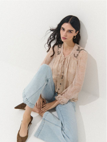 Mohito - Дънки flare с висока талия - син