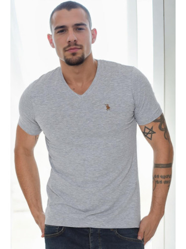T9568 DEWBERRY V-NECK MEN'S T-SHIRT-GREY