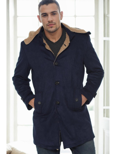 PLT9399 DEWBERRY SUEDE MEN'S COAT-NAVY BLUE