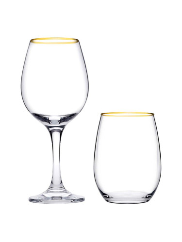 КОМПЛЕКТ 8 БР. ЧАШИ  4 БР. ЗА ВИНО И 4 БР. ЗА ВОДА