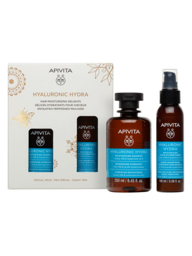 Apivita Hyaluronic Hydra Hair Moisturizing Delights подаръчен комплект за хидратация и блясък