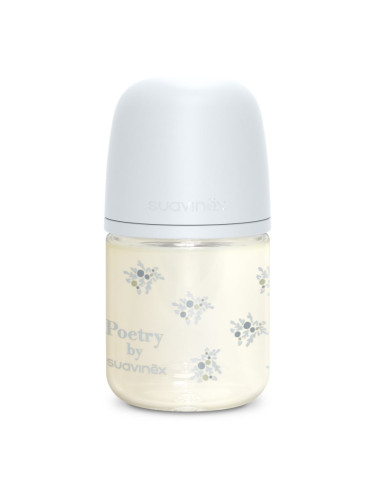 Suavinex Poetry SX Pro Physiological S стъклено бебешко шише 0 m+ Slow Flow - Blue 120 мл.