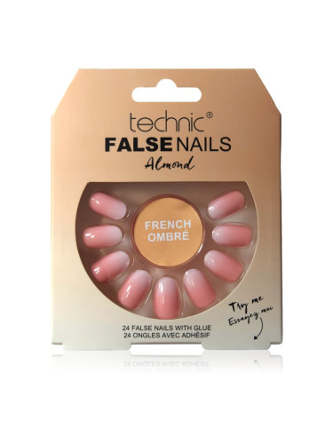 Technic Cosmetics False Nails Almond Изкуствени нокти French Ombré 24 бр.