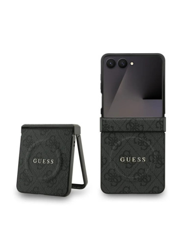 Оригинален кейс Guess 4G Ring Classic Logo MagSafe, За Samsung Galaxy Z Flip7, Черен