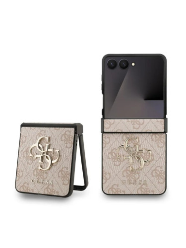 Оригинален кейс Guess Leather 4G Metal Logo, За Samsung Galaxy Z Flip7, Розов