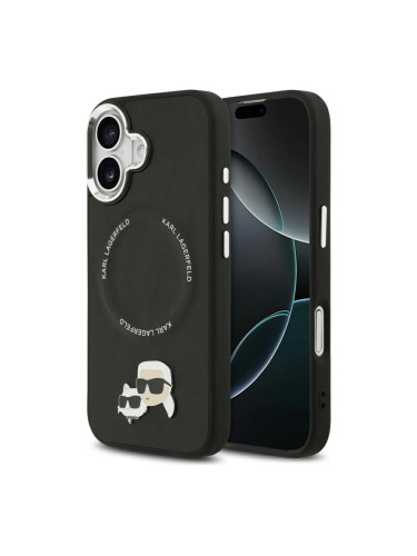Оригинален кейс Karl Lagerfeld Karl and Choupette Pins MagSafe, За iPhone 17 (6.3), Черен