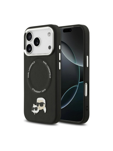 Оригинален кейс Karl Lagerfeld Karl and Choupette Pins MagSafe, За iPhone 17 Pro (6.3), Черен