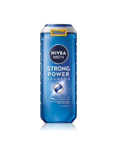 NIVEA MEN Strong Power шампоан за растеж на косата и укрепване от корените 500 мл.