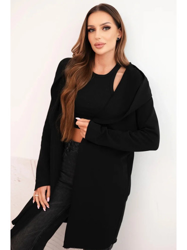 Kesi Women's cotton hoodie with an extended front black