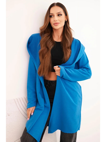 Kesi Women's cotton hoodie with an elongated front cornflower blue