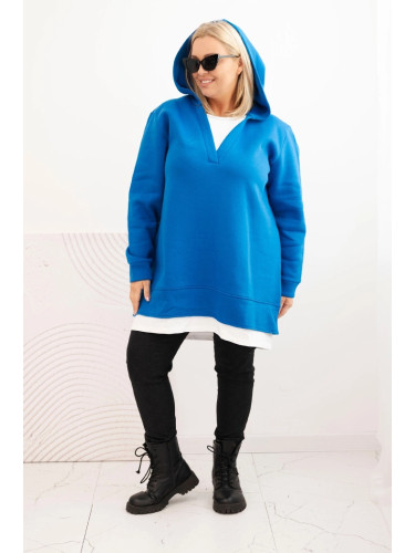Kesi Women's plus size insulated hoodie with a V-neck cobalt blue