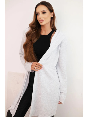Kesi Women's cotton hoodie with an elongated front light gray