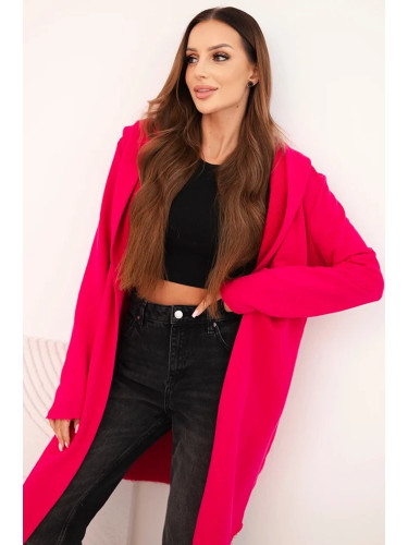 Kesi Women's cotton hoodie with an elongated front fuchsia