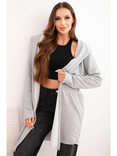 Kesi Women's cotton hoodie with an elongated front gray melange