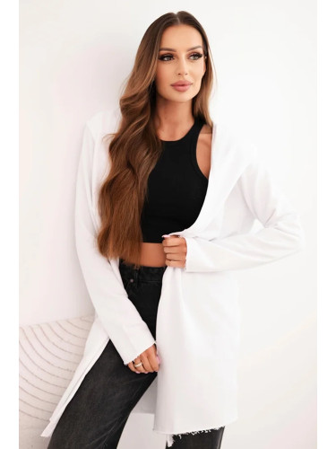 Kesi Women's cotton hoodie with an elongated front white