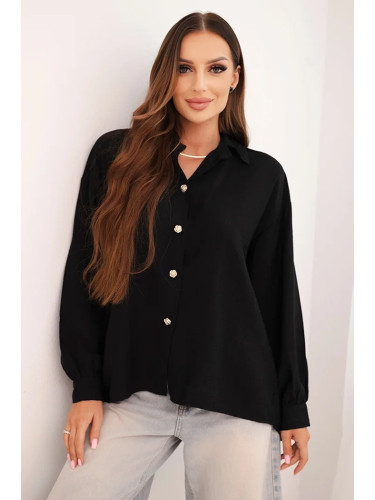Kesi Włoski Elegant women's shirt made of viscose with decorative buttons black