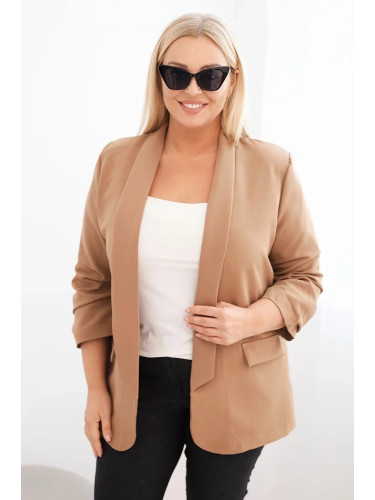 Kesi Włoski Women's Plus Size unbuttoned blazer with lining XL/2XL camel