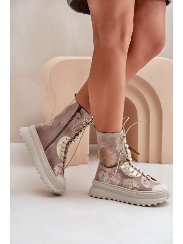 Кожени Замшени Боти На Платформа С Топлина Maciejka