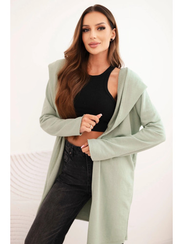 Kesi Women's cotton hoodie with an elongated front dark mint