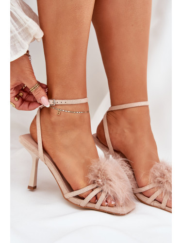 Boto Дамски Сандали На Ток С Перца Бежови Xaliope