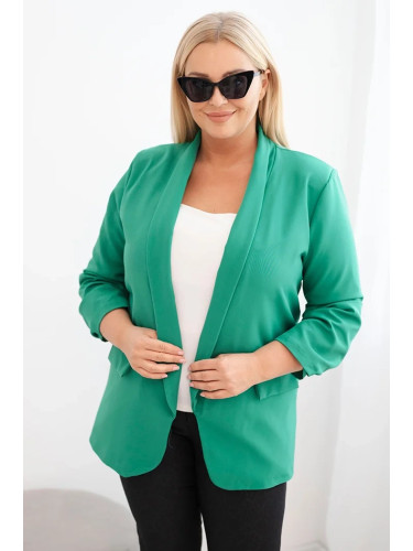 Kesi Włoski Women's Plus Size Unbuttoned Blazer with Lining XL/2XL green