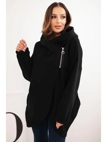 Kesi Włoski Women's insulated hoodie with an asymmetrical zipper black