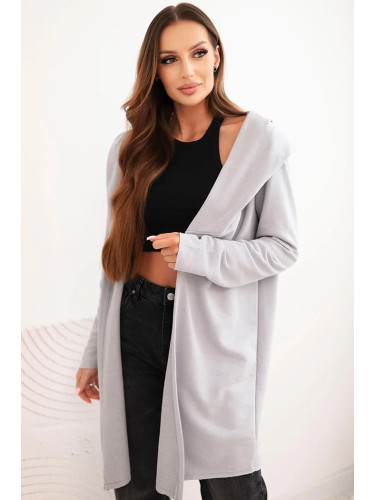 Kesi Women's cotton hoodie with an elongated front gray