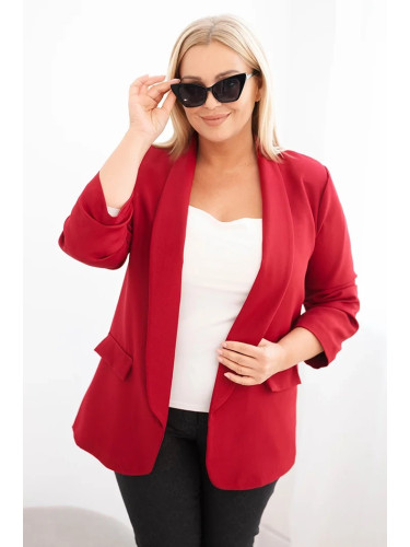 Kesi Włoski Plus Size women's blazer without fastening with lining XL/2XL burgundy