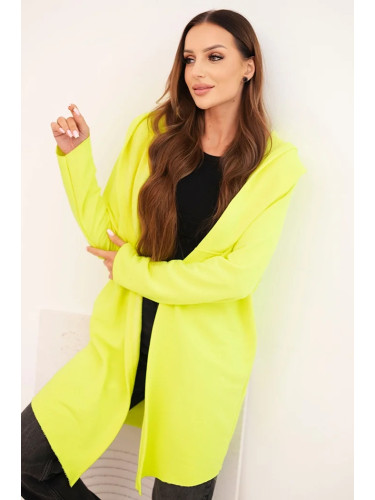 Kesi Women's cotton hoodie with an elongated front neon yellow