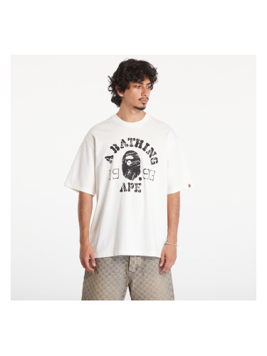 Тениска A BATHING APE Screen Print College Relaxed Fit Short Sleeve Tee Ivory XXL