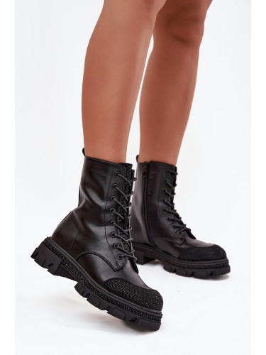 S. BARSKI Дамски работни боти с подплата със украса S.Barski