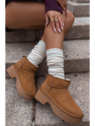 Boto Зимни обувки от естествен набук с топла подплата Camel Milora
