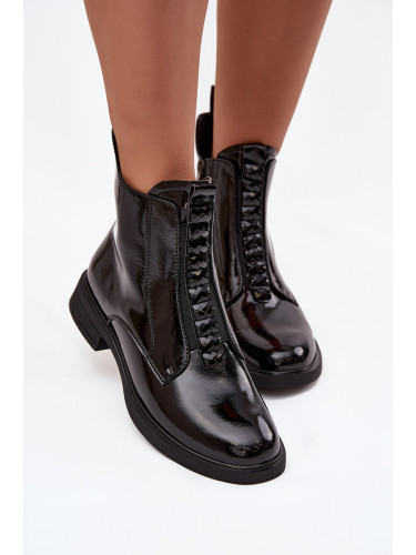 Лакобоядисани дамски боти от естествена кожа D&A