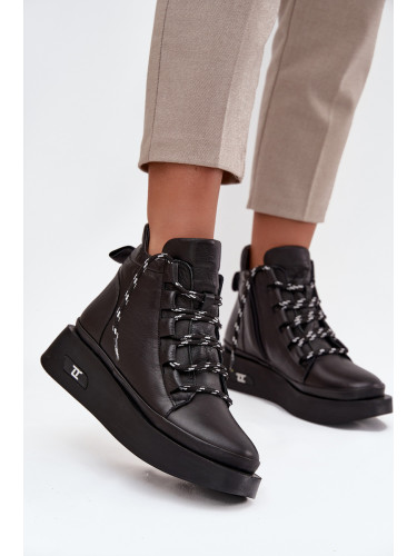 Кожени дамски боти на платформа с подплата Artiker